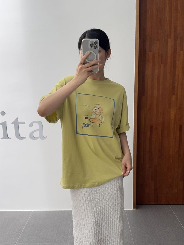 法式手繪狗狗短T 