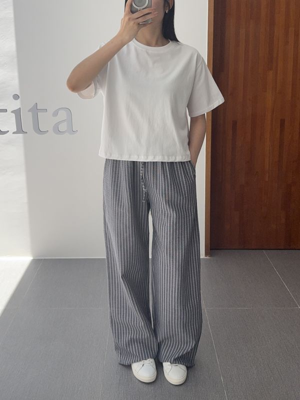 夏日感休閒直紋舒服褲 
