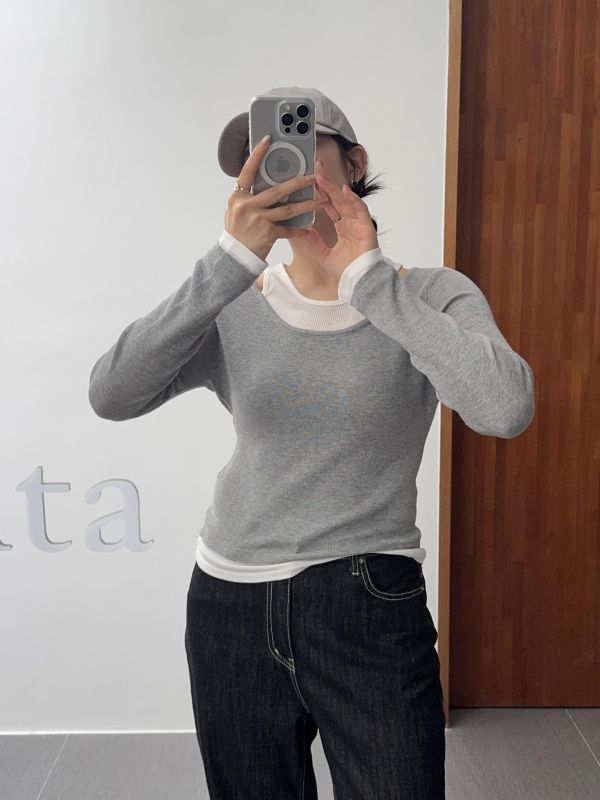 率性舒服假兩件上衣 