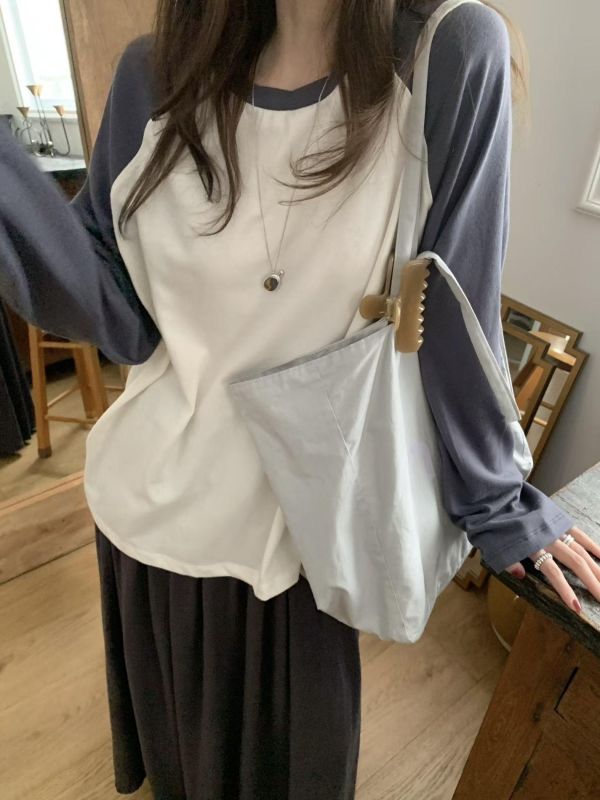 慵懶撞色休閒長T 