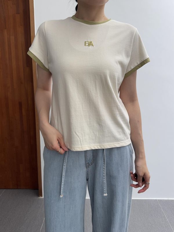 撞色邊邊休閒短T 