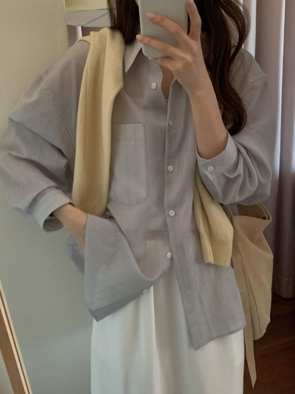 溫柔感低調紋襯衫 