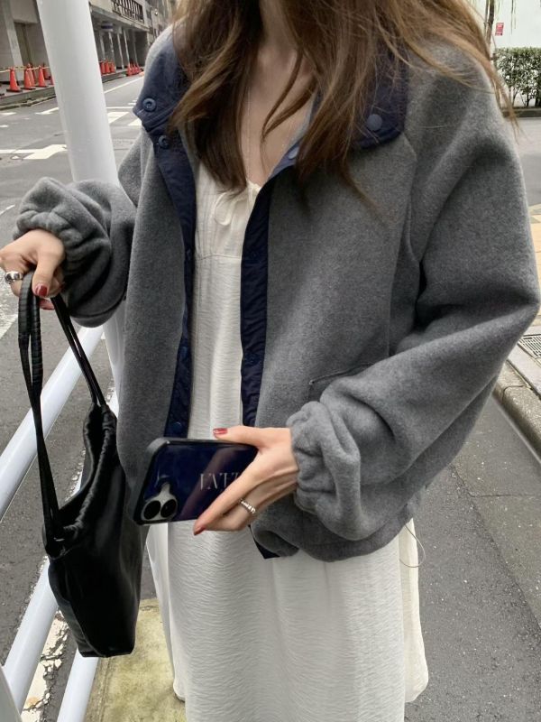 撞色立領休閒外套 
