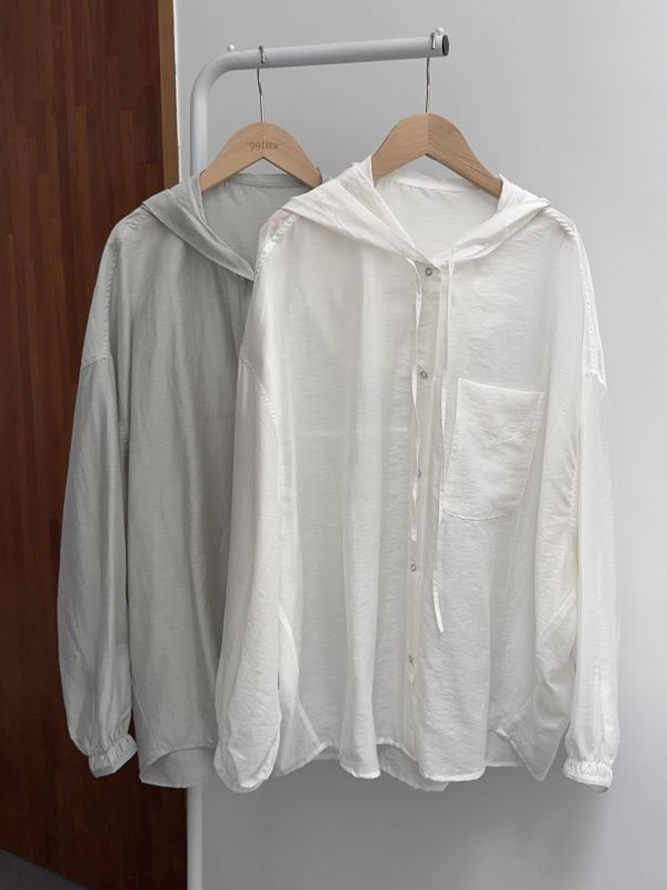 空氣感天絲連帽襯衫 