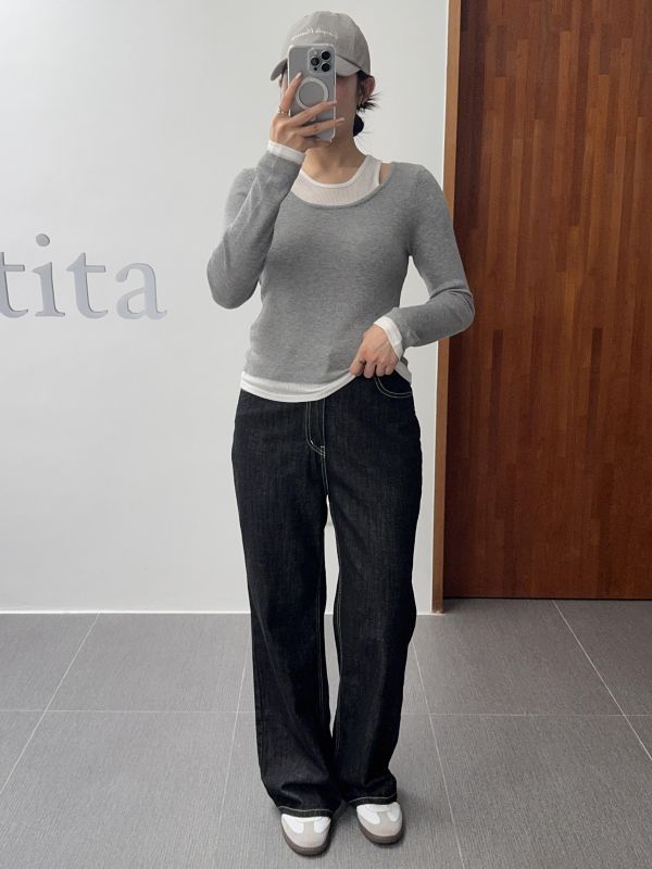 經典深色直腿牛仔褲 S-XL 