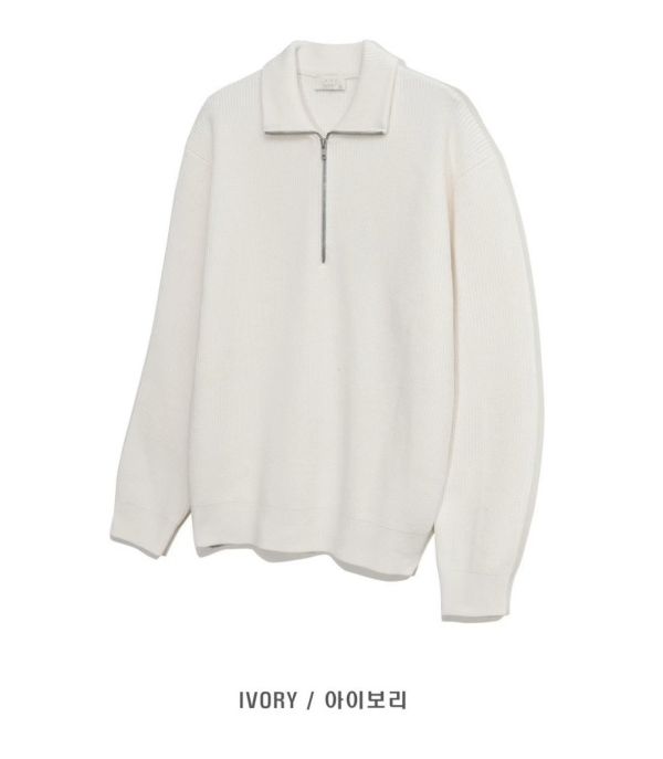 男裝-拉鏈翻領針織上衣 