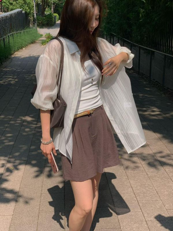 質感天絲直紋襯衫 