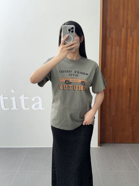 邊邊刷破車車率性短T 