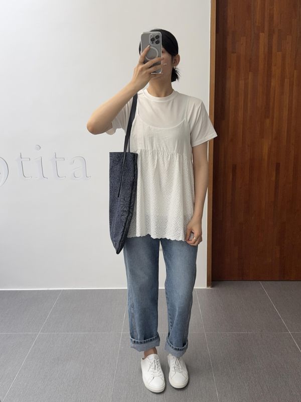 側壓線百搭牛仔褲S-L 