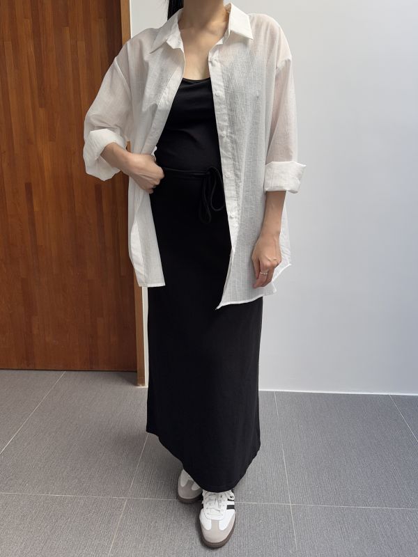 素面綁繩舒服長裙 