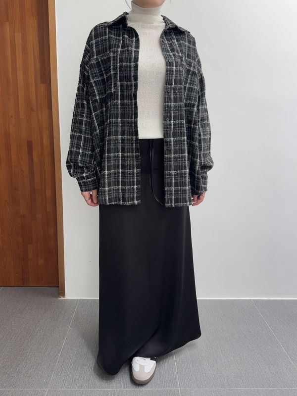 低調高級緞面黑長裙 