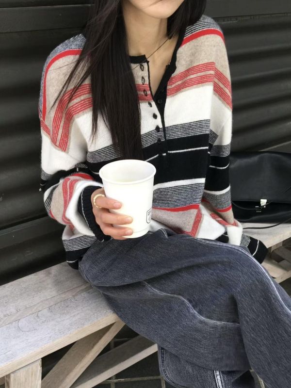 質感配色美麗諾羊毛衣 