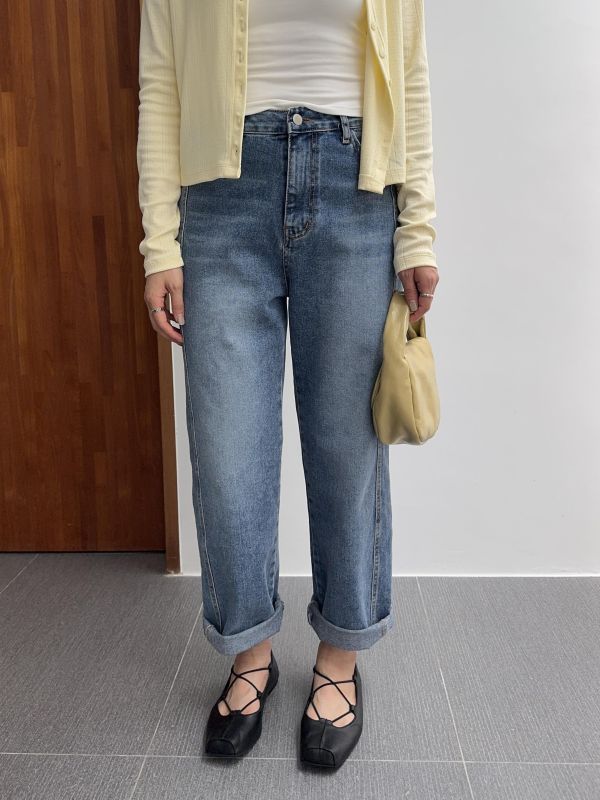 側壓線百搭牛仔褲S-L 