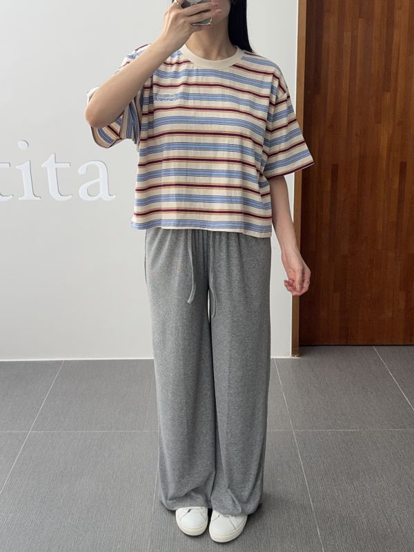 /現貨/細坑紋寬直筒舒服褲 