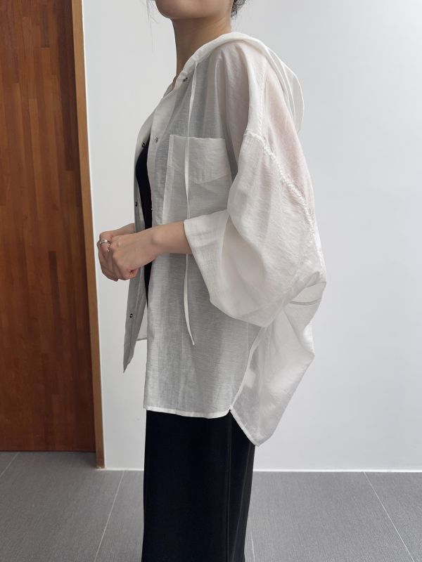 空氣感天絲連帽襯衫 