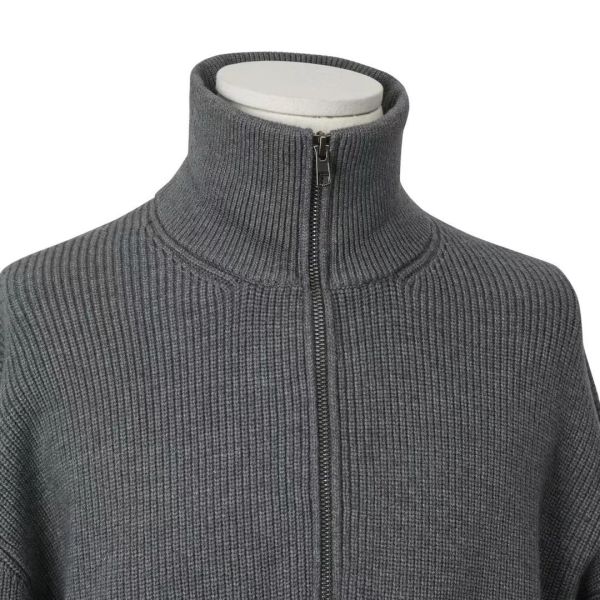 男裝-拉鏈翻領針織上衣 