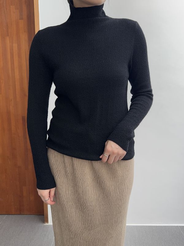 皺皺紋百搭針織高領 