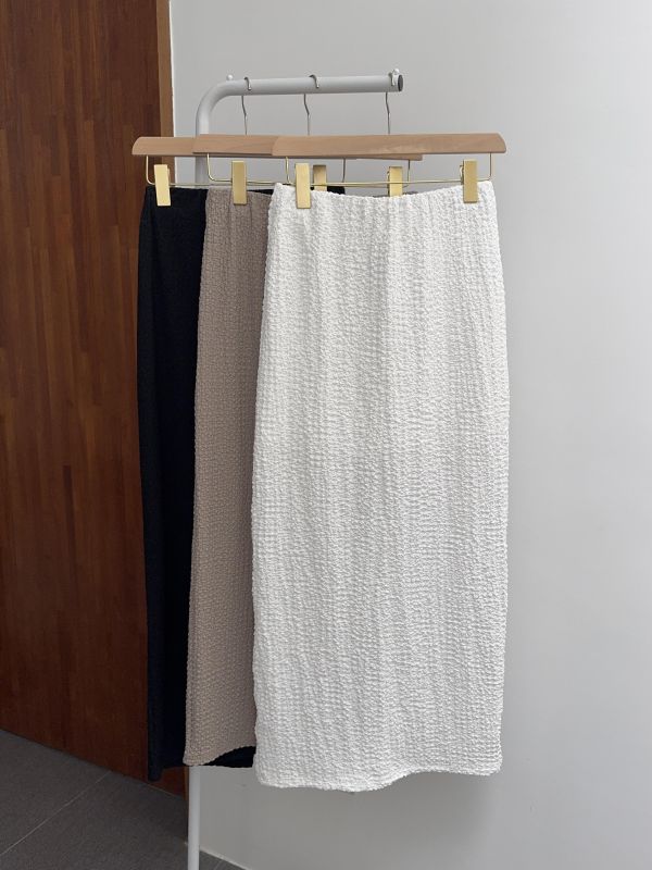 氣質泡泡紋長裙 