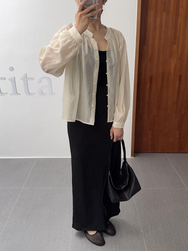 浪漫光澤微透開襟衫 