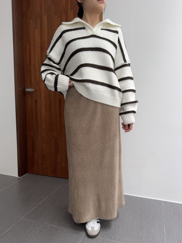 細緻絨面皺皺紋綁繩裙 