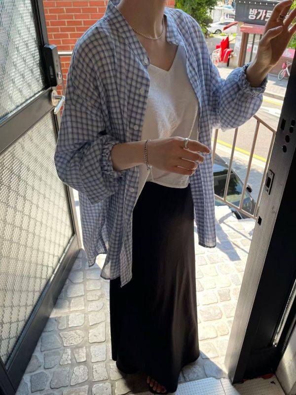 休閒小立領格紋襯衫 