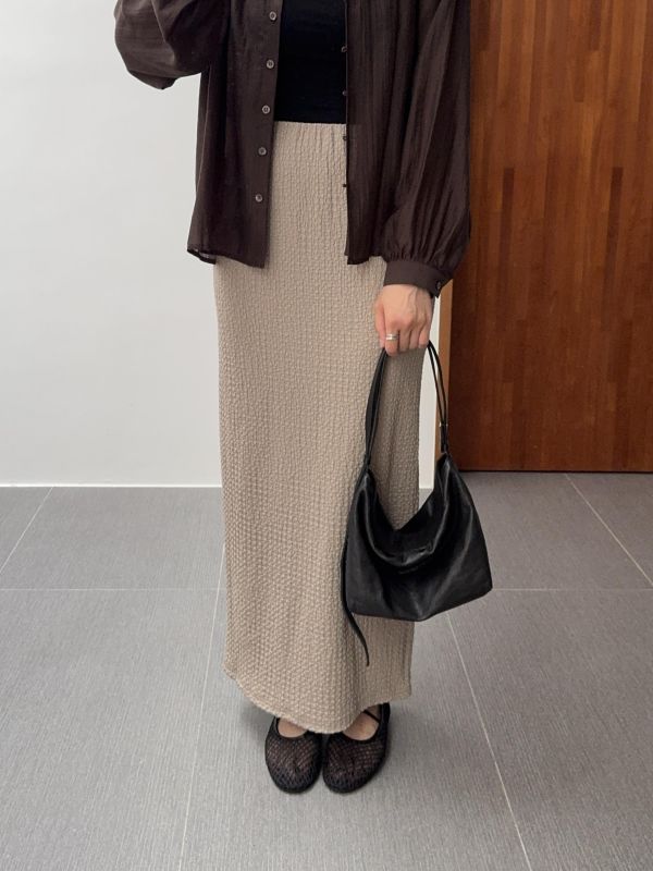 氣質泡泡紋長裙 