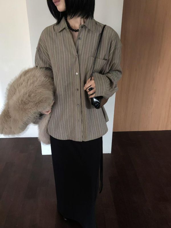低調高級感直紋襯衫 