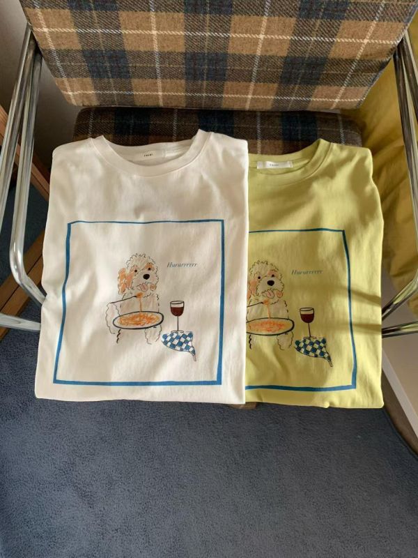 法式手繪狗狗短T 