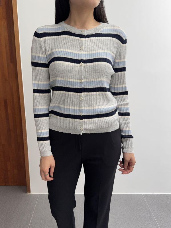 氣質條紋薄針織衣 