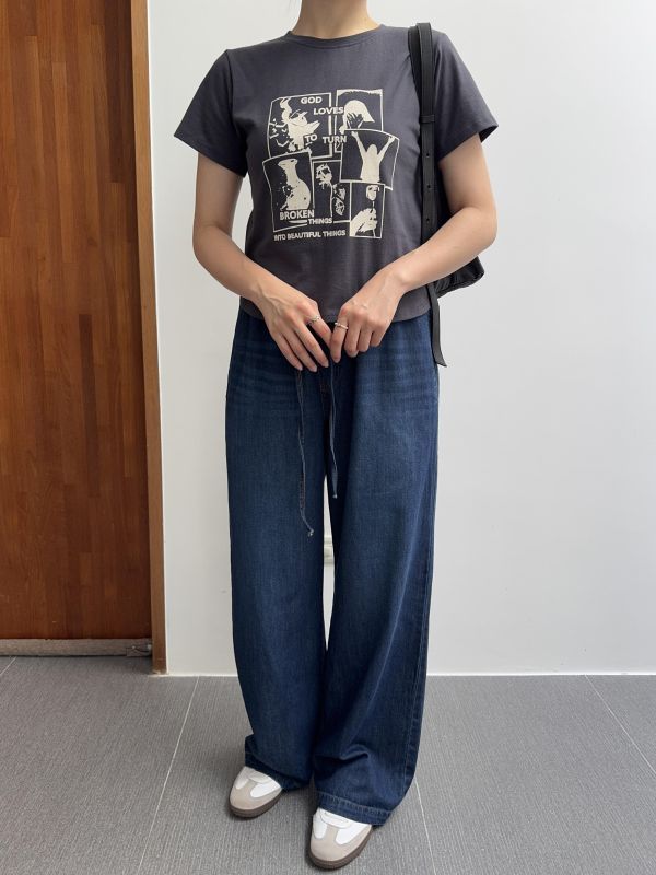 復古刷色牛仔舒服褲 