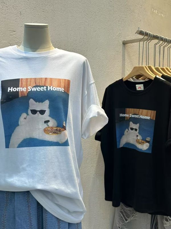 墨鏡酷貓咪寬鬆長版T 