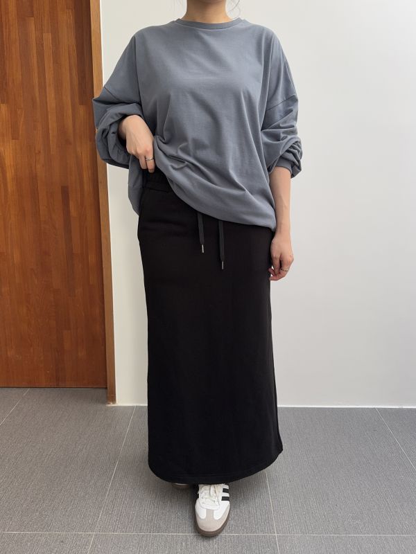 低調休閒內刷毛棉長裙 