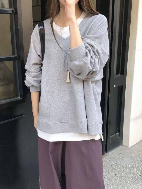 推薦!日常簡約V領大學T 
