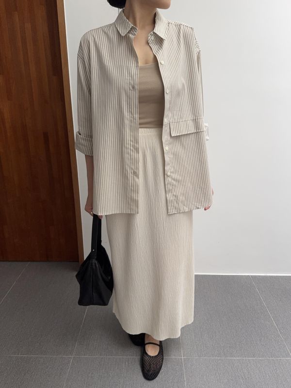 慵懶不對稱假口袋襯衫 