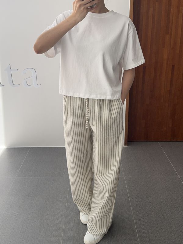 夏日感休閒直紋舒服褲 