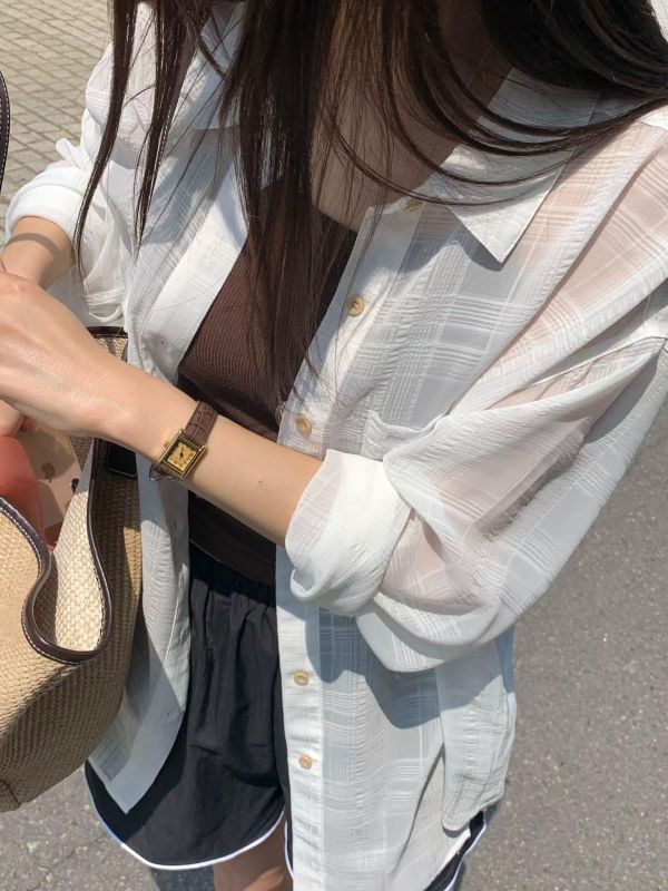 溫柔交錯紋白襯衫 