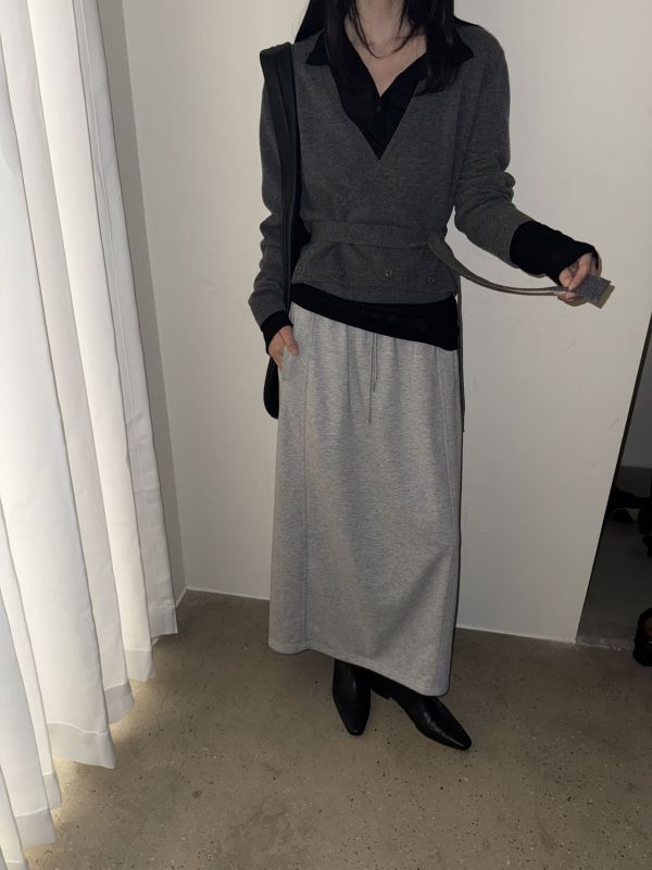修身壓線休閒舒服裙 