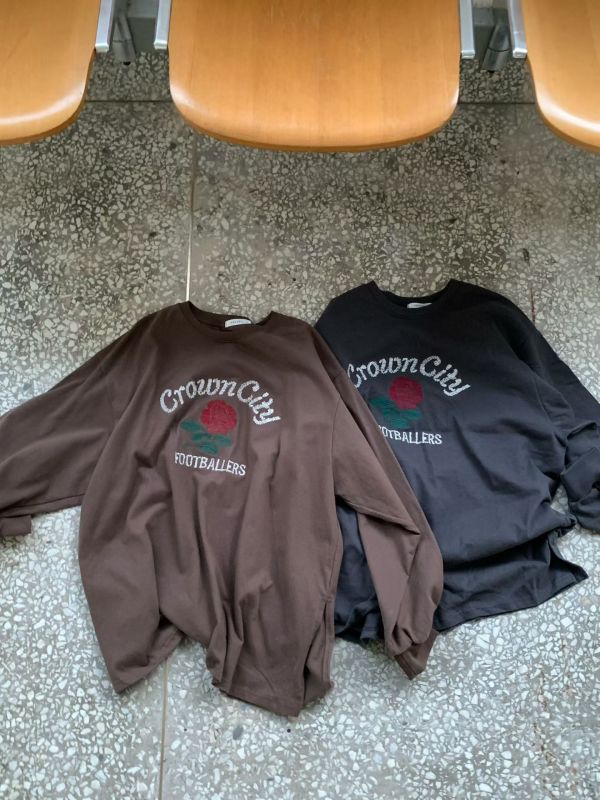 刺繡玫瑰休閒長T 