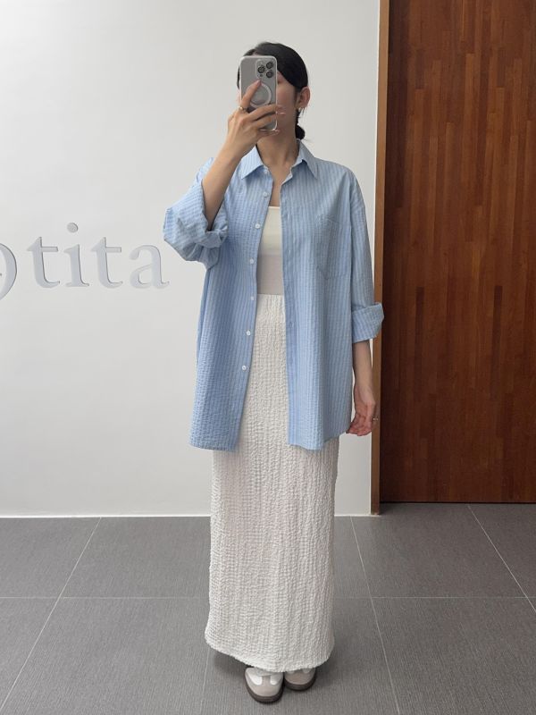 氣質泡泡紋長裙 