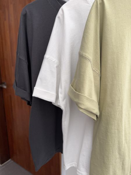 袖口反摺基本短T 