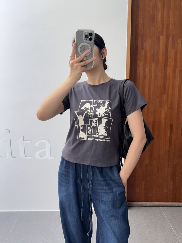 下擺圓弧小短版T 
