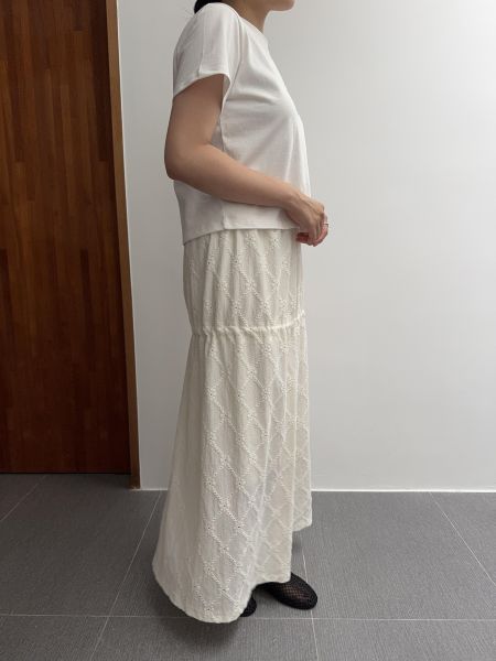 低調花花紋側綁繩裙 