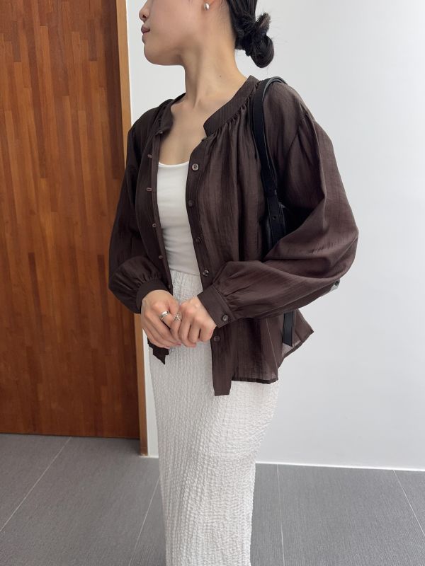 浪漫光澤微透開襟衫 