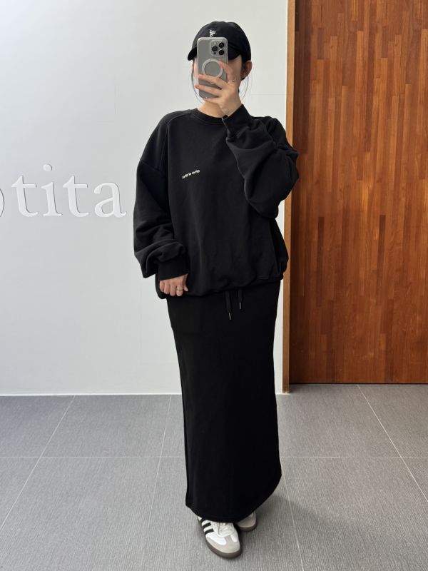 低調休閒內刷毛棉長裙 