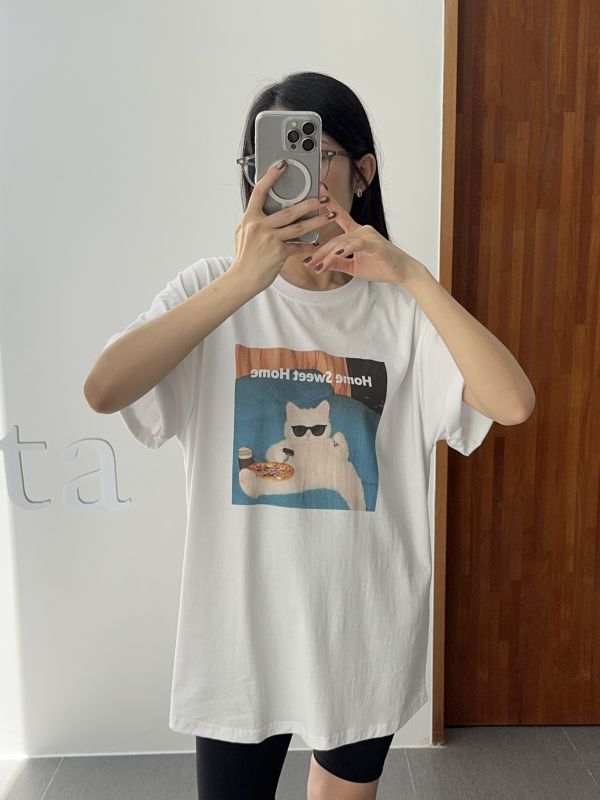 墨鏡酷貓咪寬鬆長版T 