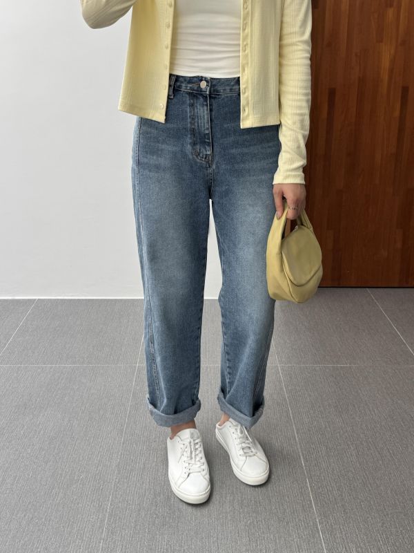 側壓線百搭牛仔褲S-L 