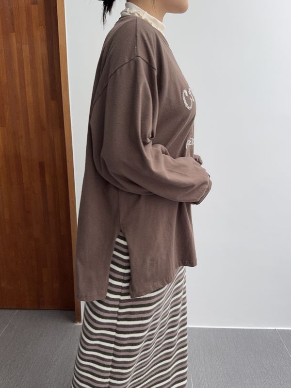 刺繡玫瑰休閒長T 