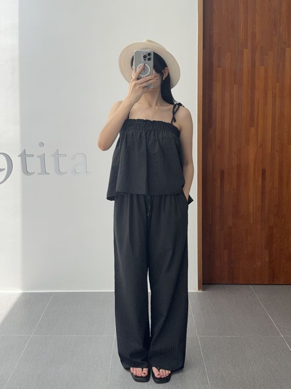 細直紋夏日休閒舒服褲 