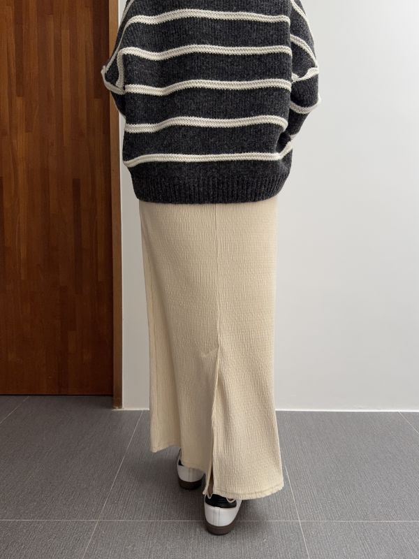 細緻絨面皺皺紋綁繩裙 