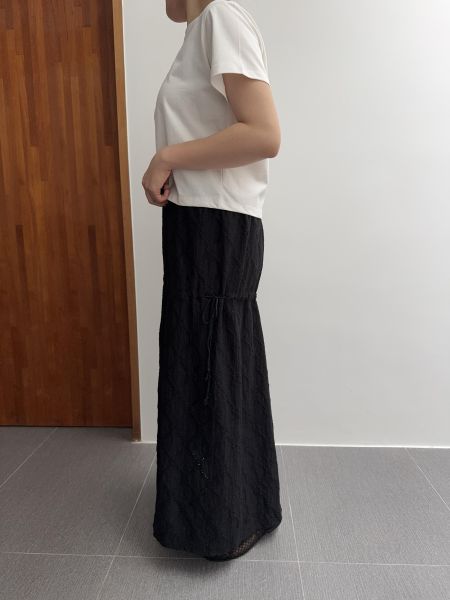 低調花花紋側綁繩裙 